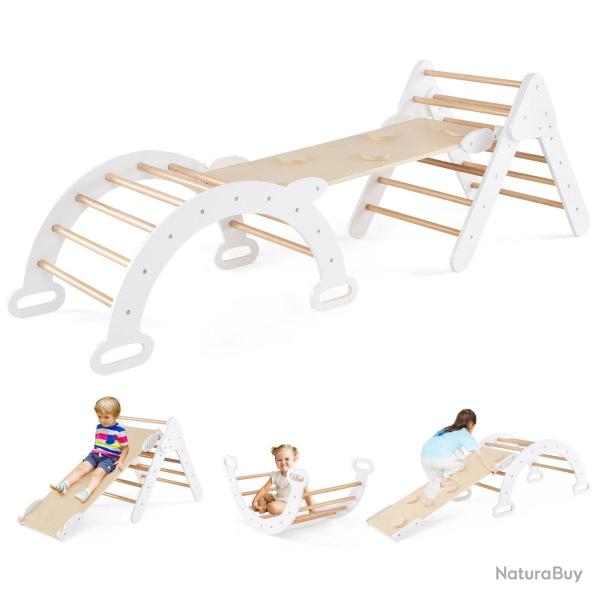 Ensemble 7 en 1 triangle d'escalade et rampe multifonction 75 x 55 x 64 cm d�veloppement moteur cr�