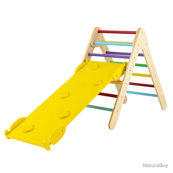 Ensemble d'escalade triangle 86,5 x 48 x 73,5 cm rampe ajustable pour grimper et glisser en bois mu