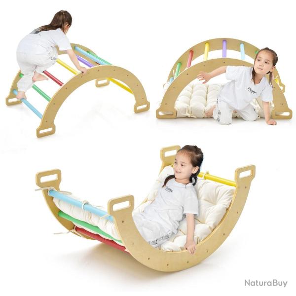 Arche d'escalade montessori 3 en 1 compacte 81 x 50 x 38,5 cm s�curit� optimale ambiance cosy en bo