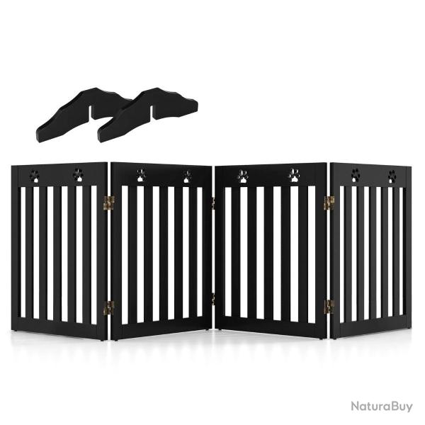 Barri�re de s�curit� en bois extensible 203 x 60 x 1,5 cm pour chiens avec charni�res flexibles des