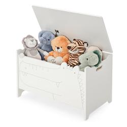 Coffre &agrave; jouets avec couvercle rabattable 60 x 33 x 37,5 cm s&eacute;curit&eacute; enfant design mignon en MDF bl