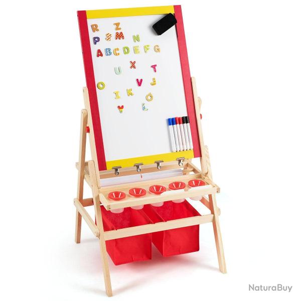 Chevalet 3 en 1 pour enfants avec rouleau de papier 52,5 x 51,5 x 106,5 cm ambiance �ducative desig