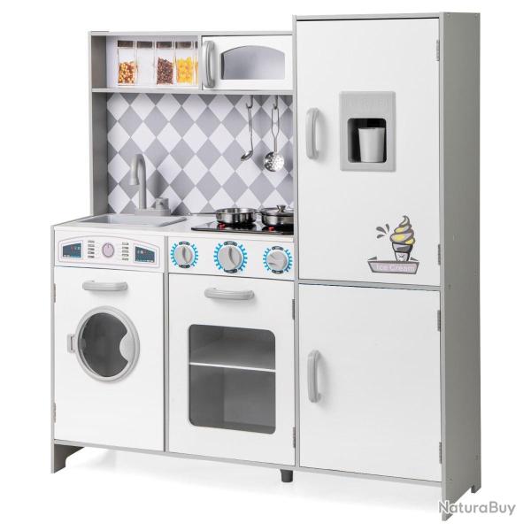 Cuisine de jeu pour enfants 91 x 30 x 102 cm avec effets sonores et lumineux design en MDF blanc 20