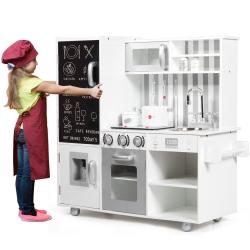 Ensemble de cuisine en bois pour enfants 83 x 32 x 80 cm avec effets sonores et accessoires vari&eacute;s
