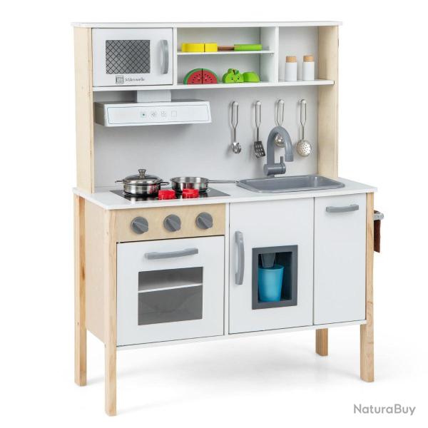 Cuisine pour enfants en bois 72 x 30 x 90 cm ludique et �ducative ambiance cosy en MDF blanc et nat