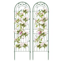 Lot de 2 treillis de jardin en m&eacute;tal 180 x 50 cm support antirouille pour plantes grimpantes style