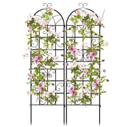 Lot de 2 treillis de jardin en m&eacute;tal 180 x 50 cm support pour plantes grimpantes design ext&eacute;rieur e