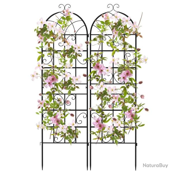 Lot de 2 treillis de jardin en m�tal 180 x 50 cm support pour plantes grimpantes design ext�rieur e