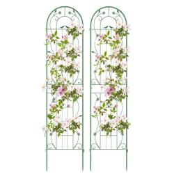 Lot de 2 treillis de jardin en m&eacute;tal 220 x 50 cm support pour plantes grimpantes d&eacute;coratif vintage