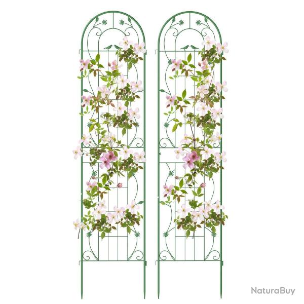 Lot de 2 treillis de jardin en m�tal 220 x 50 cm support pour plantes grimpantes d�coratif vintage