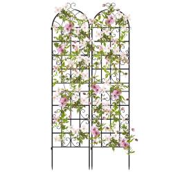 Lot de 2 treillis de jardin en m&eacute;tal 220 x 50 cm pour plantes grimpantes design d&eacute;coratif en m&eacute;tal