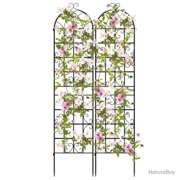 Lot de 2 treillis de jardin en m�tal 220 x 50 cm pour plantes grimpantes design d�coratif en m�tal