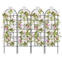 Lot de 4 treillis de jardin en m&eacute;tal 180 x 50 cm pour plantes grimpantes d&eacute;coration ext&eacute;rieure en m