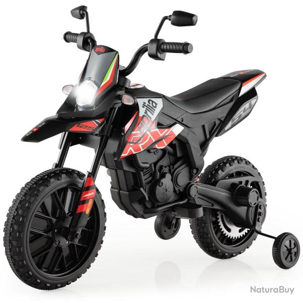 Moto �lectrique 106,5 x 56 x 80 cm pour enfants 3 � 8 ans avec musique et lumi�re design en PP noir