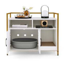 Meuble pour liti&egrave;re chat et rangement 89 x 45 x 74 cm pratique et anti-basculement style industriel