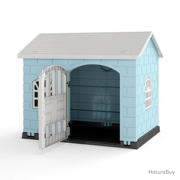 Niche pour chien 75 x 58 x 65 cm abri int�rieur et ext�rieur porte verrouillable 3 fen�tres durable