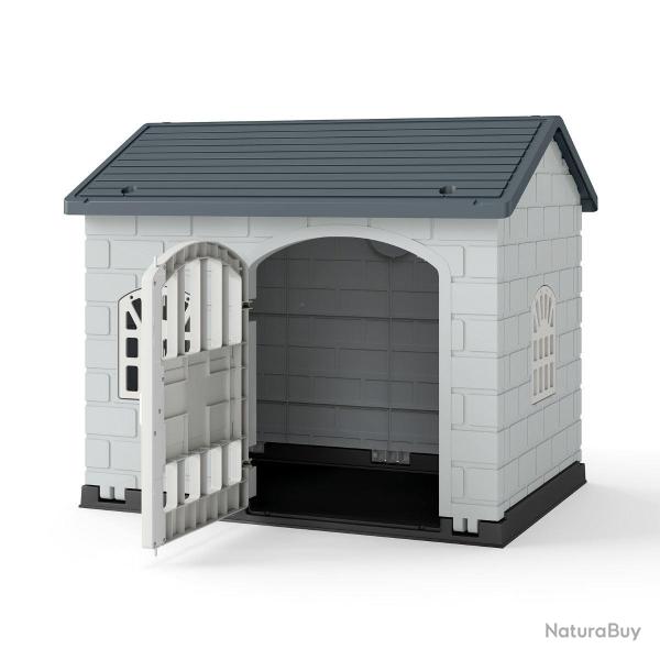 Niche pour chien 75 x 58 x 65 cm abri �tanche s�curit� avec porte verrouillable style moderne en PP