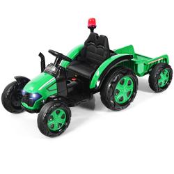 Lot de 1 tracteur &eacute;lectrique avec remorque 151 x 68 x 70 cm ceinture de s&eacute;curit&eacute; 2 points divertiss