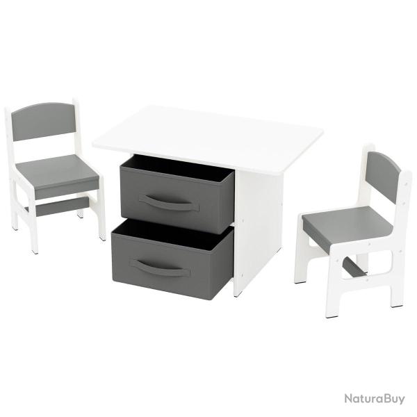 Table enfant avec 2 chaises 71 x 48 x 50 cm centre d'activit�s ergonomique design moderne en MDF gr