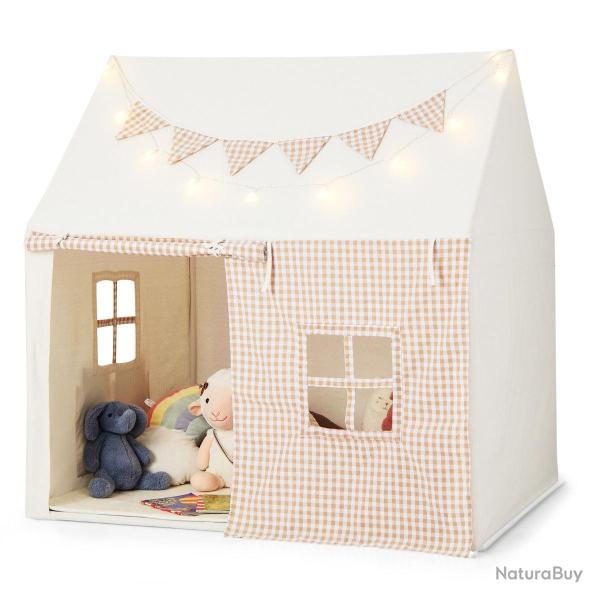 Tente de jeu spacieuse 125 x 100 x 127 cm avec tapis rembourr� ambiance cosy en coton polyester bei
