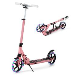 Trottinette pliable 93 x 43 x 91-106 cm 3 hauteurs r&eacute;glables et lumi&egrave;res LED design moderne en alum