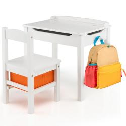 Bureau et chaise enfants 59 x 40 x 55 cm ergonmique avec rangement pratique style moderne en bois m