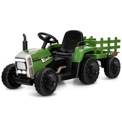 Tracteur &eacute;lectrique avec remorque 135 x 51 x 53 cm 3 vitesses sons et lumi&egrave;res design PP vert 20_00