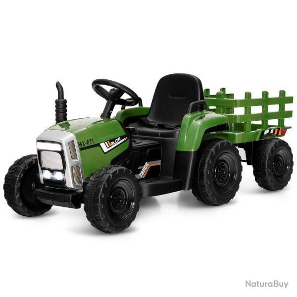 Tracteur �lectrique avec remorque 135 x 51 x 53 cm 3 vitesses sons et lumi�res design PP vert 20_00