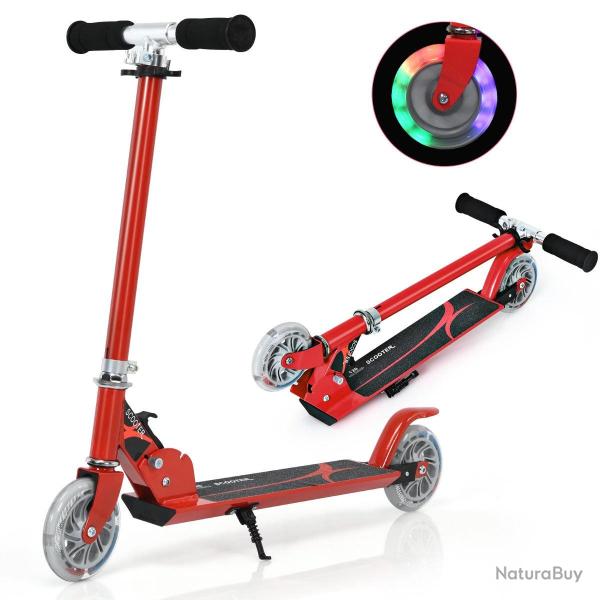 trottinette enfant pliable hauteur r�glable 63-86,5 cm frein efficace design rouge 20_0014590
