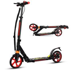Trottinette pliable 95 x 37 x 86,5 - 101 cm 3 hauteurs ajustables et freins s&eacute;curit&eacute; en alliage d'a