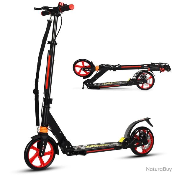 Trottinette pliable 95 x 37 x 86,5 - 101 cm 3 hauteurs ajustables et freins s�curit� en alliage d'a
