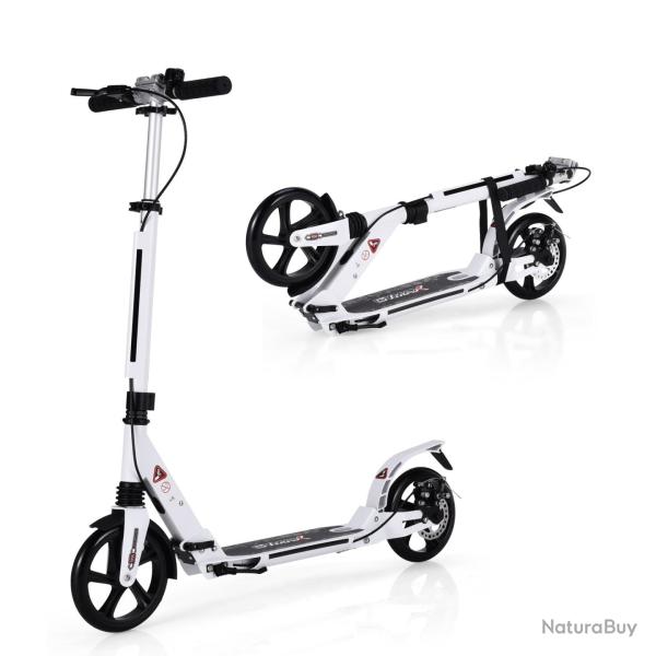 Trottinette pliable 95 x 37 x 101 cm 3 hauteurs ajustables avec roues durables en alliage d'alumini
