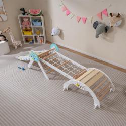 Lot de 1 cadre d'escalade pliable 281 x 66 x 58,5 cm s&eacute;curit&eacute; optimale ambiance int&eacute;rieure en bois
