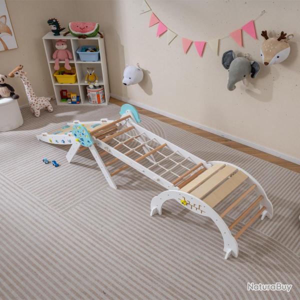 Lot de 1 cadre d'escalade pliable 281 x 66 x 58,5 cm s�curit� optimale ambiance int�rieure en bois