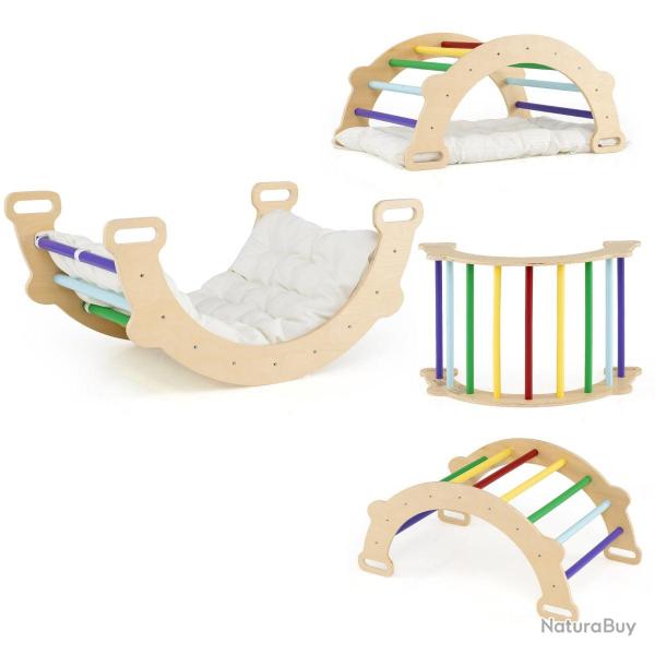 Arche d'escalade 3 en 1 pour enfants 81 x 50,5 x 38 cm avec coussin amovible et s�curit� renforc�e