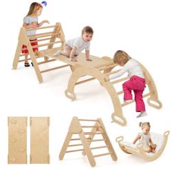 Ensemble 7 en 1 triangle et arche d'escalade 75 x 55 x 64 cm pour escalade et glisse scandinave en