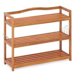 &Eacute;tag&egrave;re &agrave; chaussures 74 x 26 x 62 cm capacit&eacute; de 18 paires design moderne en acacia marron rouge&acirc;tr