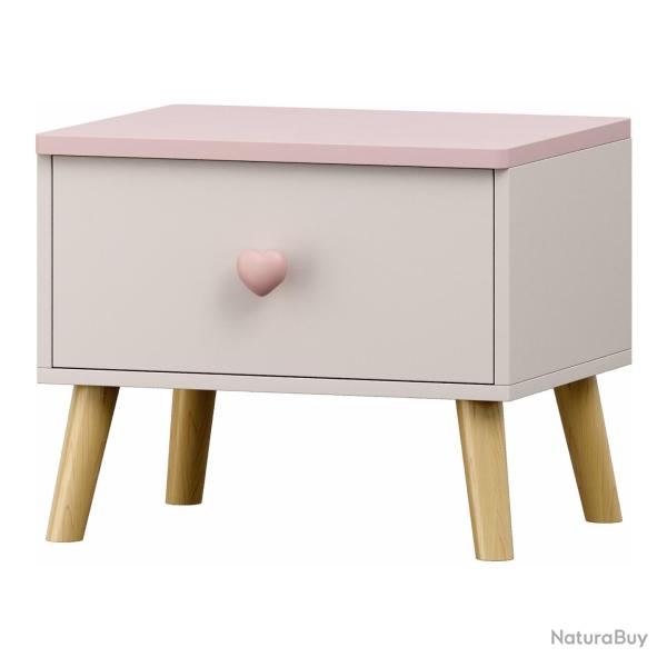 Table de chevet table de nuit commode meuble de rangement pour enfant 31 x 38 x 30 cm blanc rose 03