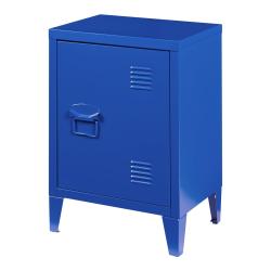 Table de chevet table de nuit commode meuble de rangement 57 x 40 x 30 cm en acier lamin&eacute; bleu 03_0