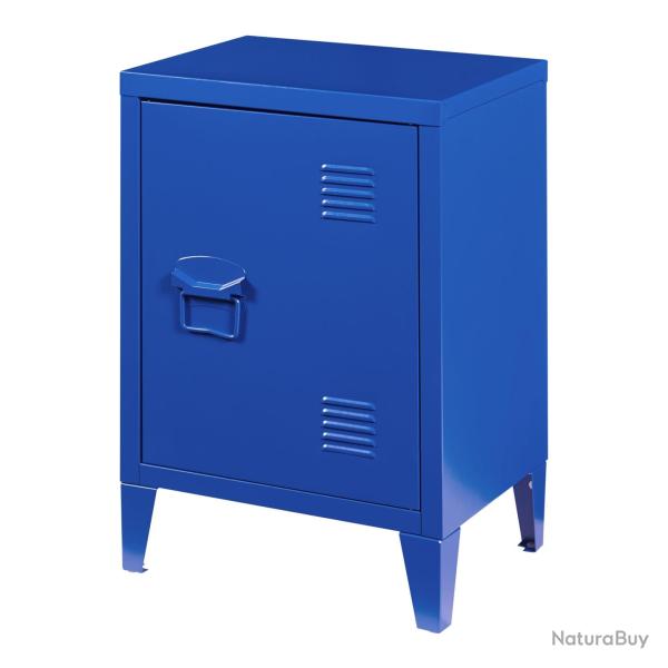 Table de chevet table de nuit commode meuble de rangement 57 x 40 x 30 cm en acier lamin� bleu 03_0