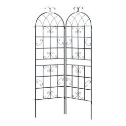 Treillis de jardin en set de 2 pi&egrave;ces acier 180 x 102 cm noir 03_0011130