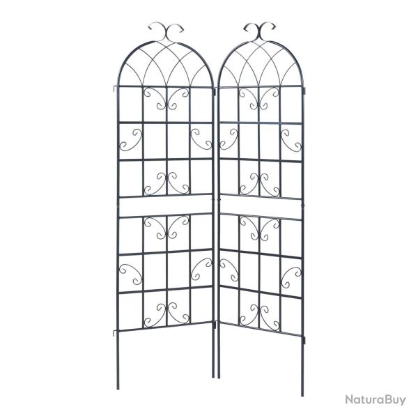 Treillis de jardin en set de 2 pi�ces acier 180 x 102 cm noir 03_0011130