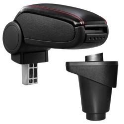Accoudoir central pour Fiat 500L - avec compartiment - rembourr&eacute; - cuir-synth&eacute;tique - noir avec des