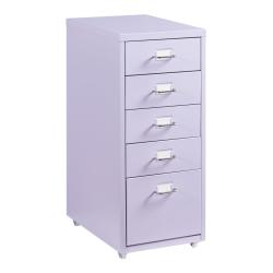 Caisson de bureau armoire meuble de rangement &agrave; roulettes avec 5 tiroirs 69 x 28 x 41 cm violet 03_