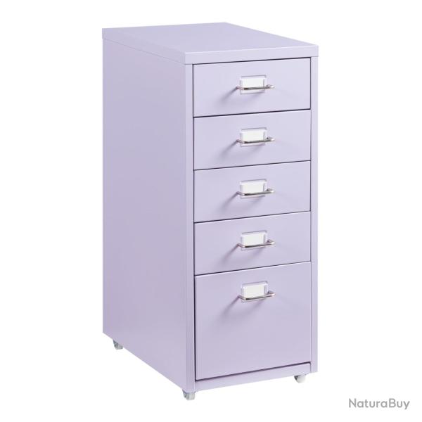 Caisson de bureau armoire meuble de rangement � roulettes avec 5 tiroirs 69 x 28 x 41 cm violet 03_