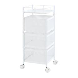 Chariot de service desserte cuisine salon meuble de rangement &agrave; 3 niveaux 65 x 27 x 27 cm acier bla