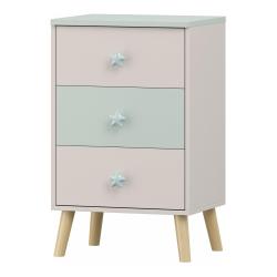 Commode meuble de rangement pratique entr&eacute;e salon chambre pour enfants 62 x 38 x 30 cm blanc vert m
