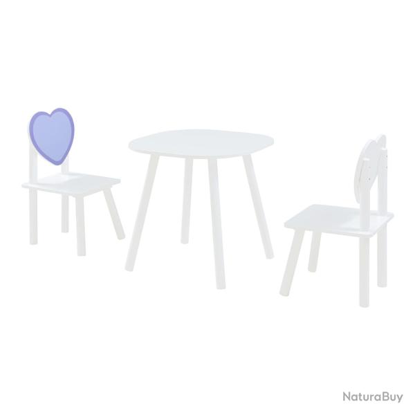 Ensemble de table et 2 chaises pour enfants blanc violet 03_0009452