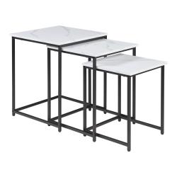 Lot de 3 tables basses gigognes noir effet marbre blanc 03_0009772