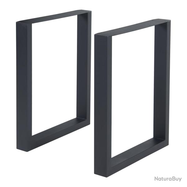 Lot de 2 pieds de table meuble moderne design original DIY acier 72 x 60 cm noir 03_0009681